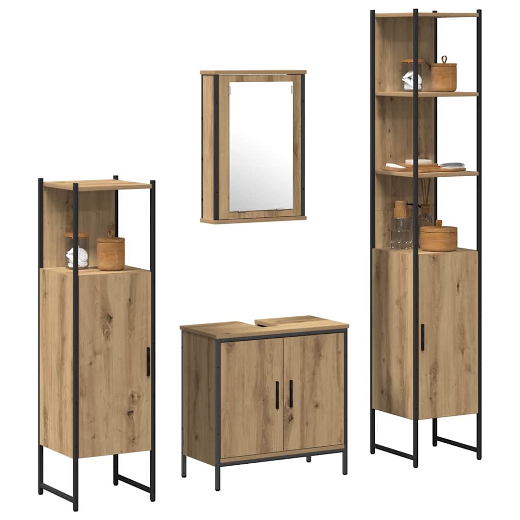 Set di mobili per il bagno 4 pz Marrone 33 x 33 x 185,5 cm | homemem39
