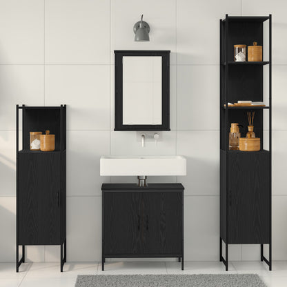 Set di mobili per il bagno 4 pcs Nero Legno multistrato | homemem39