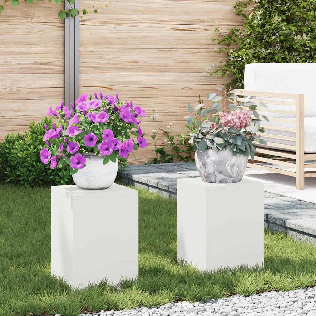Supporto per piante 2 pcs Bianco 24 x 24 x 35 cm Acciaio