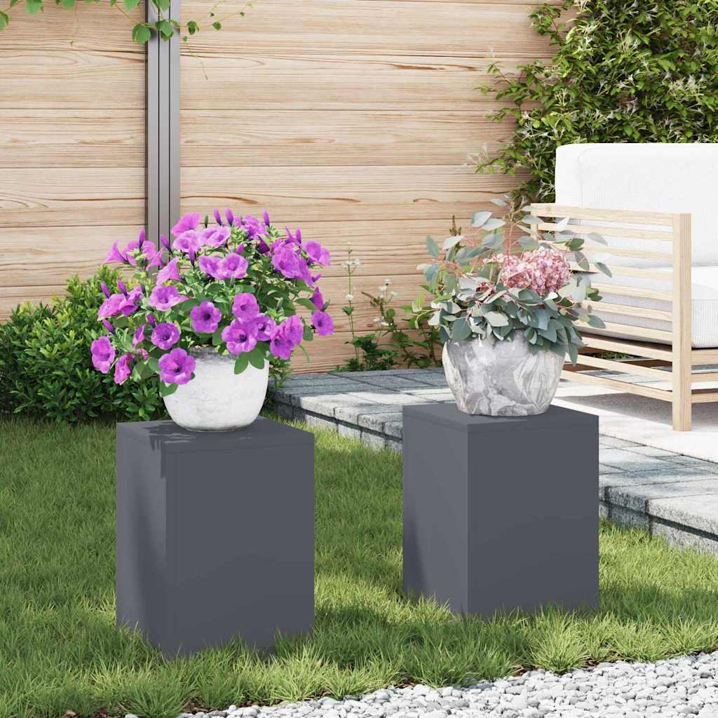 Supporto per piante 2 pcs Antracite 24 x 24 x 35 cm Acciaio