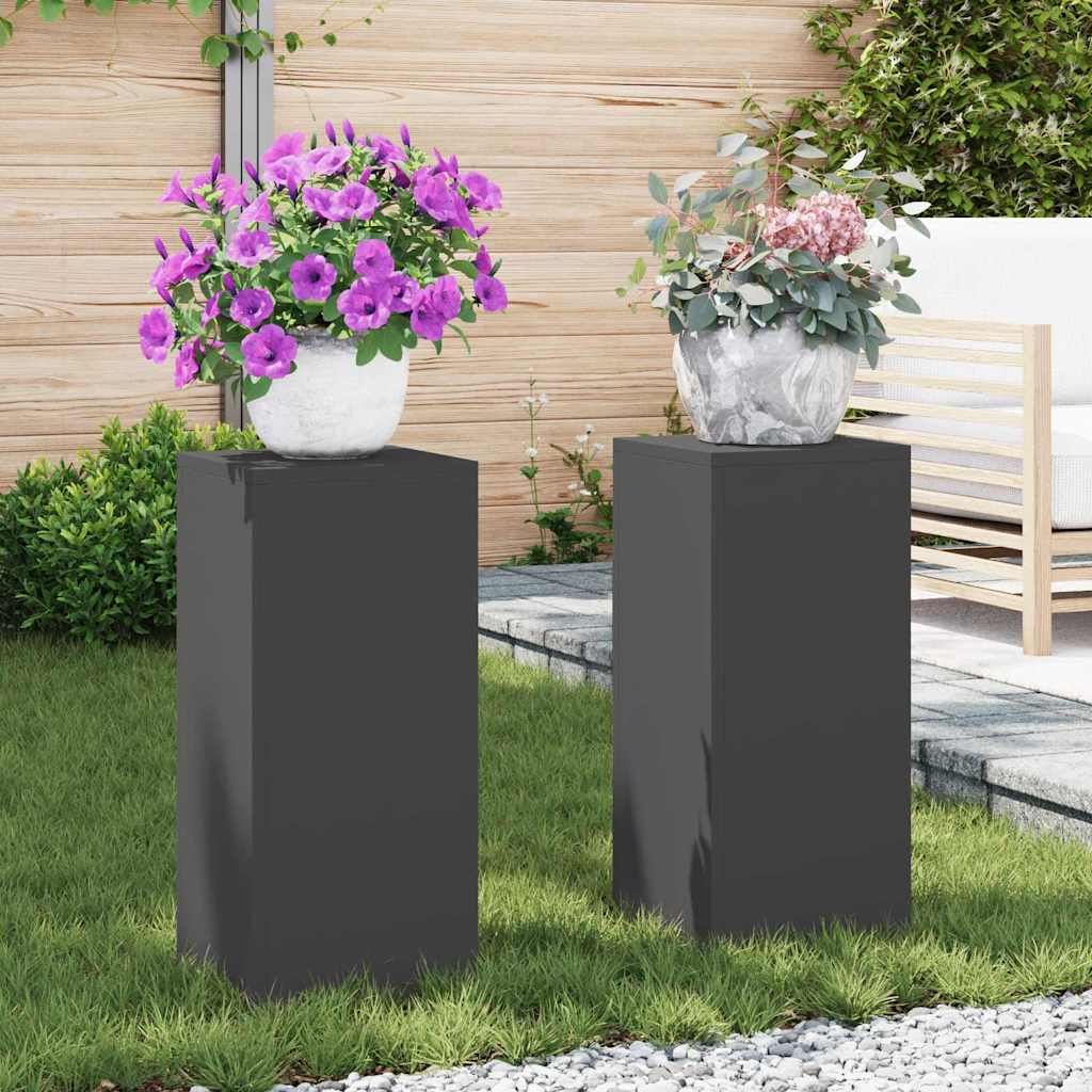 Supporto per piante 2 pcs Nero 24 x 24 x 55 cm Acciaio