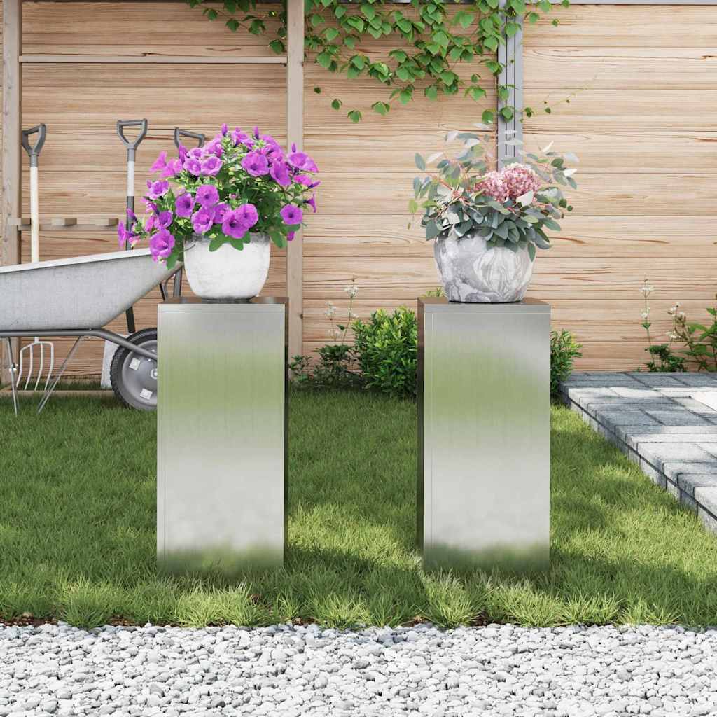 Supporto per piante 2 pcs Argento 24 x 24 x 55 cm