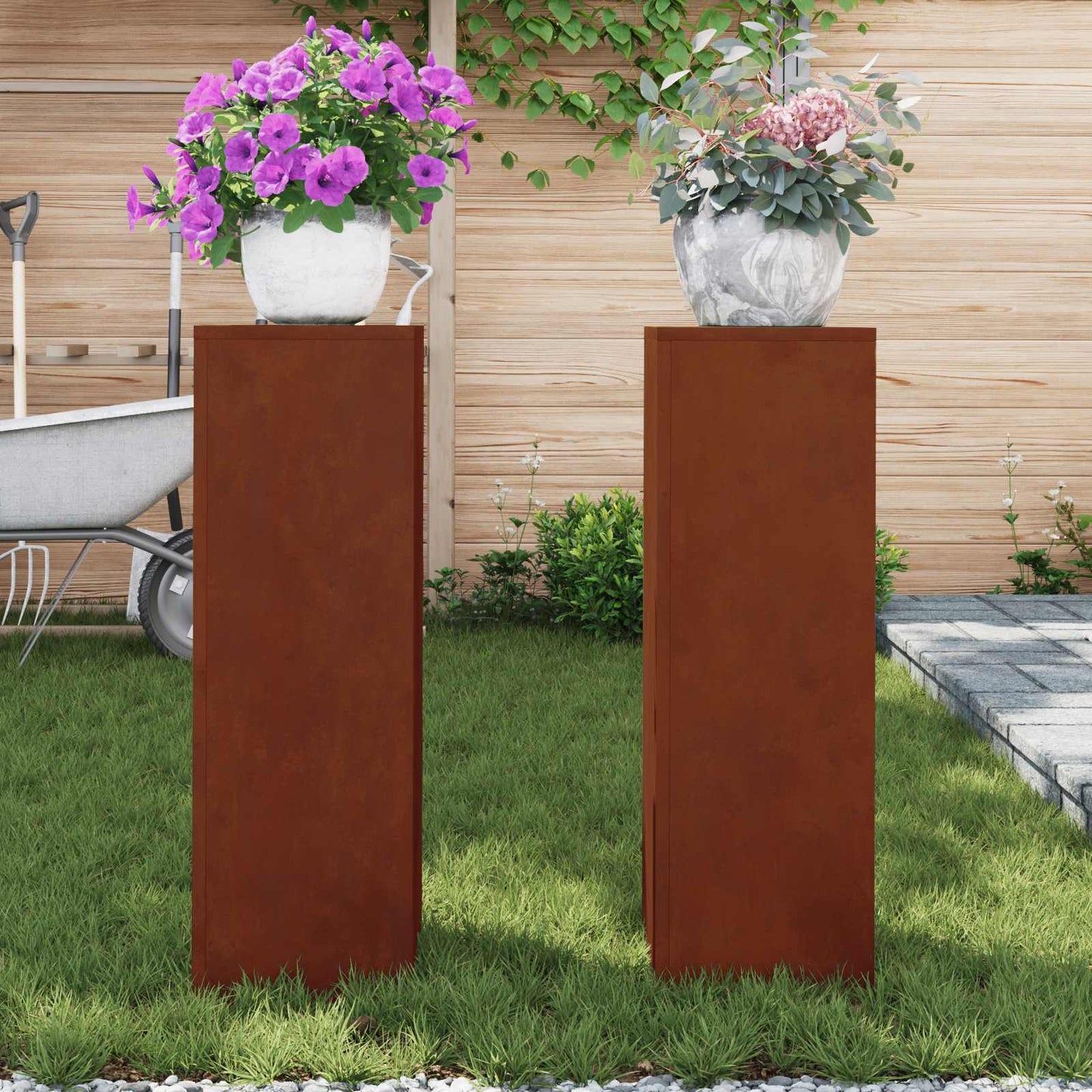 Supporto per piante 2 pcs Ruggine 24 x 24 x 75 cm | homemem39