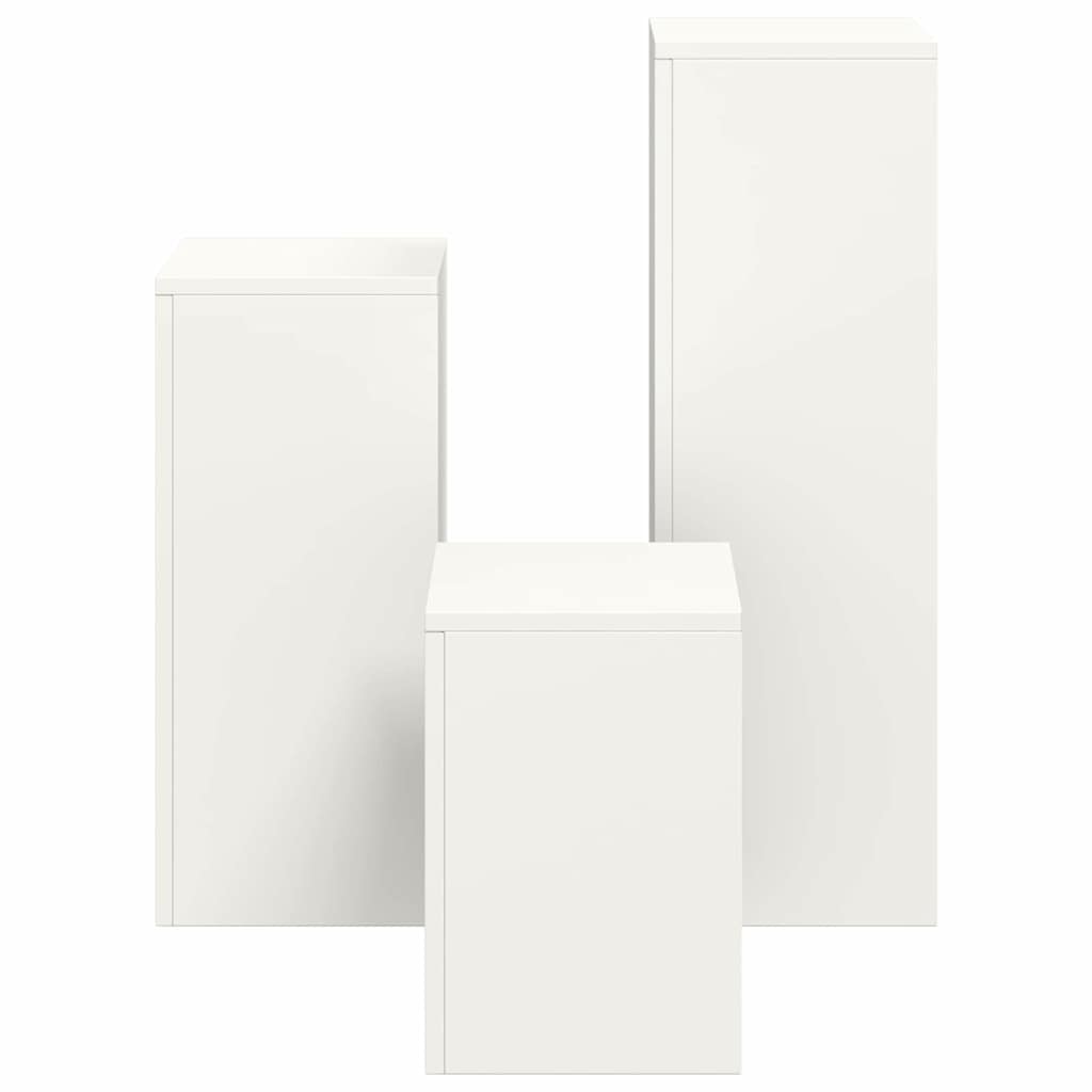 Supporto per piante 3 pcs Bianco Acciaio