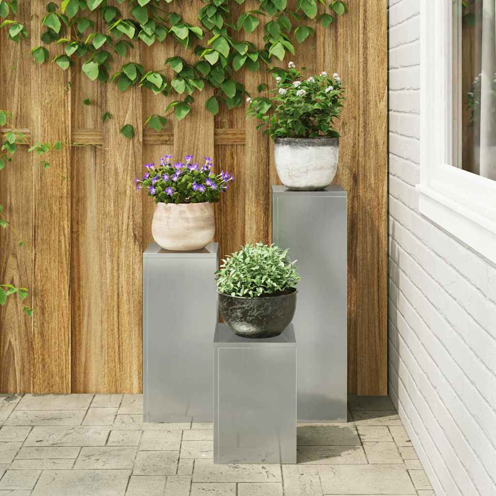 Supporto per piante 3 pcs Argento Acciaio zincato | homemem39