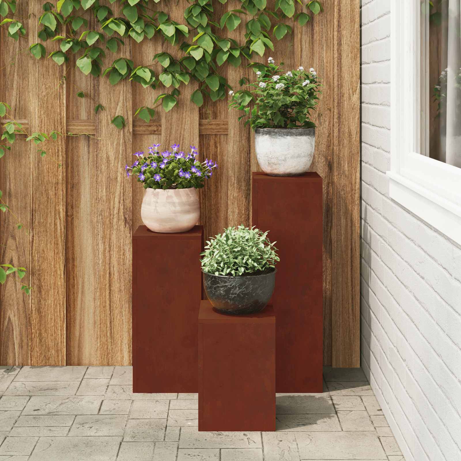Supporto per piante 3 pcs Ruggine | homemem39