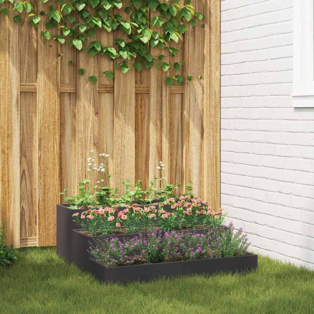 Vaso da giardino Nero 90 x 90 x 35 cm Acciaio laminato a freddo