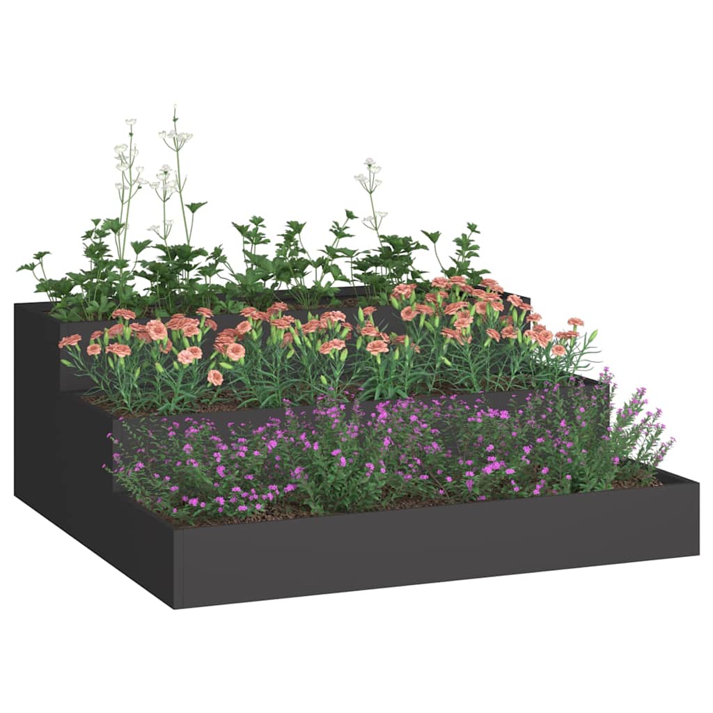 Vaso da giardino Nero 90 x 90 x 35 cm Acciaio laminato a freddo
