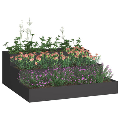 Vaso da giardino Nero 90 x 90 x 35 cm Acciaio laminato a freddo
