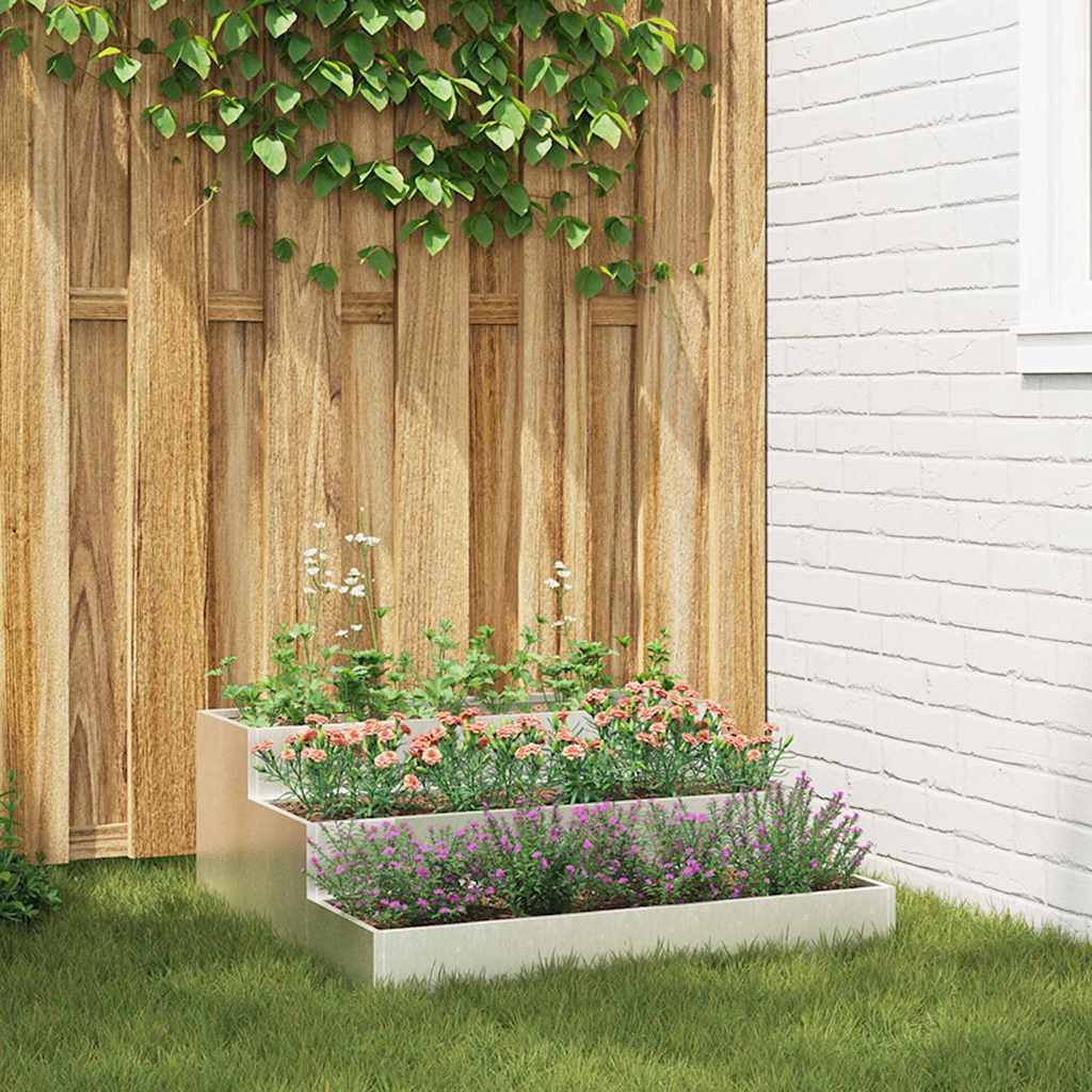 Vaso da giardino Argento 90 x 90 x 35 cm Acciaio inossidabile
