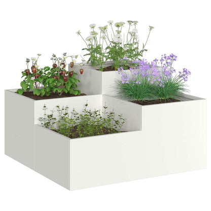 Vaso da giardino Bianco 80 x 80 x 48 cm Acciaio
