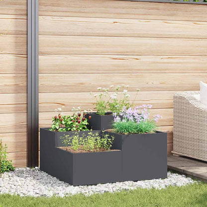 Vaso da giardino Antracite 80 x 80 x 48 cm Acciaio