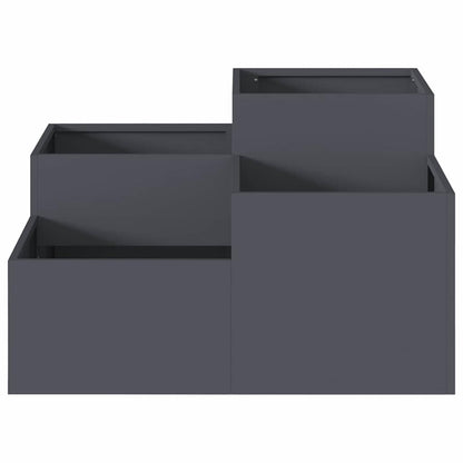 Vaso da giardino Antracite 80 x 80 x 48 cm Acciaio | homemem39