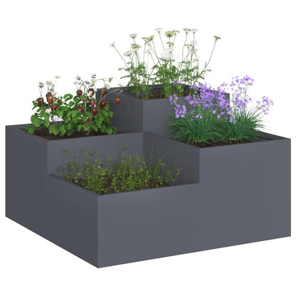 Vaso da giardino Antracite 80 x 80 x 48 cm Acciaio