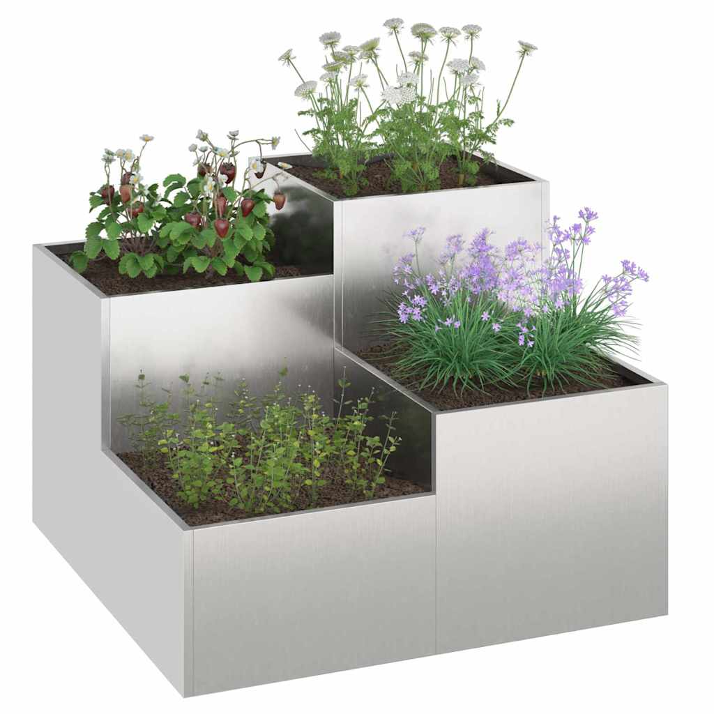 Vaso da giardino Argento 100 x 100 x 60 cm Acciaio inossidabile