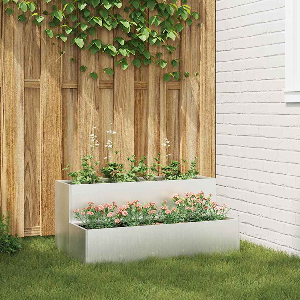 Vaso da giardino Argento 100 x 60 x 45 cm Acciaio inossidabile