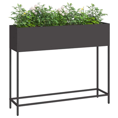 Vaso da Giardino Rialzato Nero 100 x 26 x 82 cm Acciaio