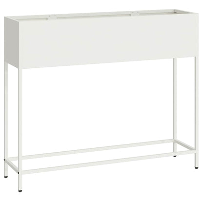 Vaso da Giardino Rialzato Bianco 100 x 26 x 82 cm Acciaio