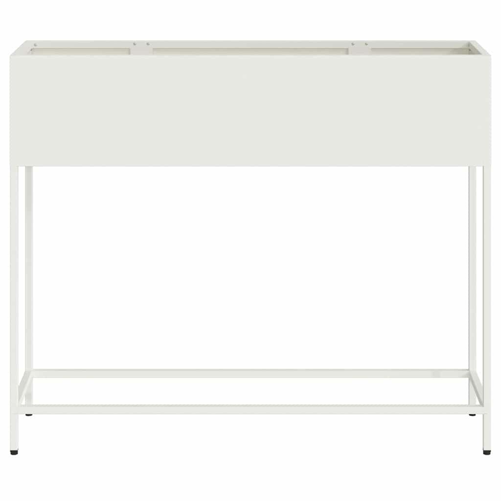 Vaso da Giardino Rialzato Bianco 100 x 26 x 82 cm Acciaio