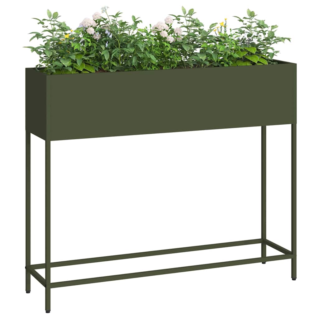 Vaso da Giardino Rialzato Oliver verde 100 x 26 x 82 cm Acciaio