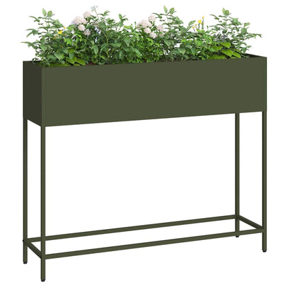 Vaso da Giardino Rialzato Oliver verde 100 x 26 x 82 cm Acciaio