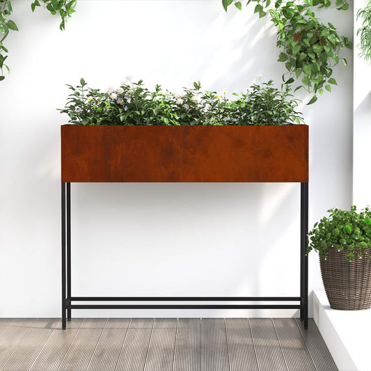 Vaso da Giardino Rialzato Ruggine 100 x 26 x 82 cm - homemem39
