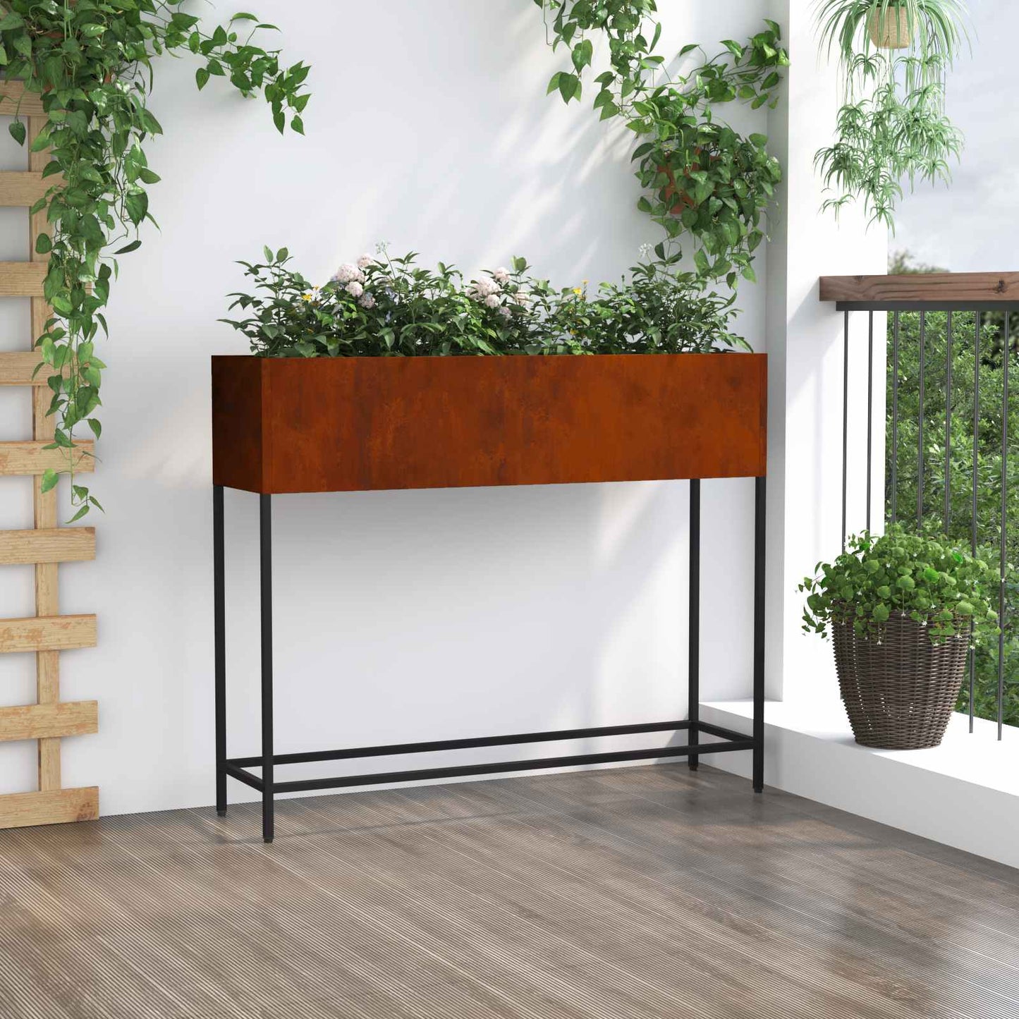 Vaso da Giardino Rialzato Ruggine 100 x 26 x 82 cm | homemem39