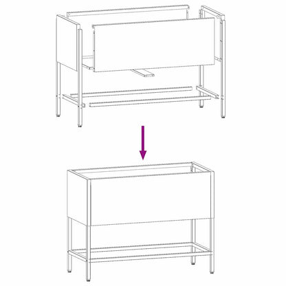 Vaso da Giardino Rialzato Nero 60 x 26 x 45 cm Acciaio