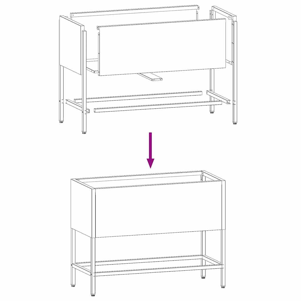 Vaso da Giardino Rialzato Bianco 60 x 26 x 45 cm Acciaio