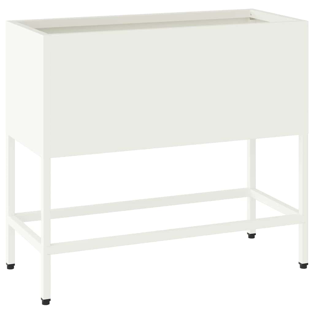 Vaso da Giardino Rialzato Bianco 60 x 26 x 45 cm Acciaio