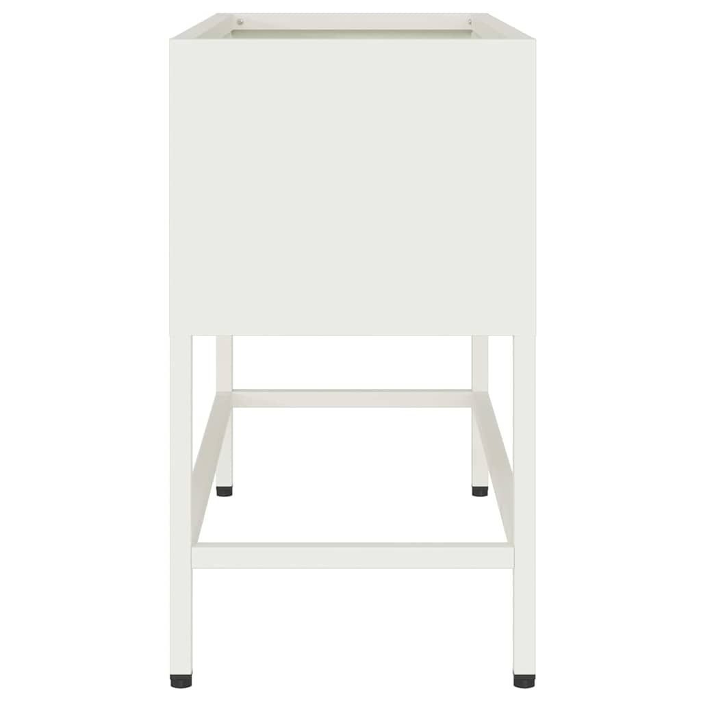 Vaso da Giardino Rialzato Bianco 60 x 26 x 45 cm Acciaio