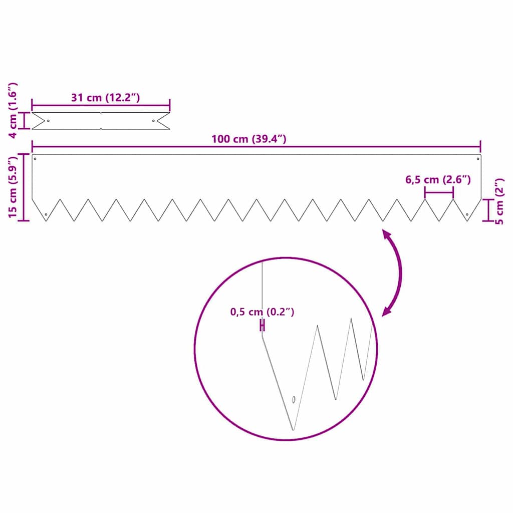 Bordura per Prato 50 pcs Bianco 100 x 0.05 x 20 cm