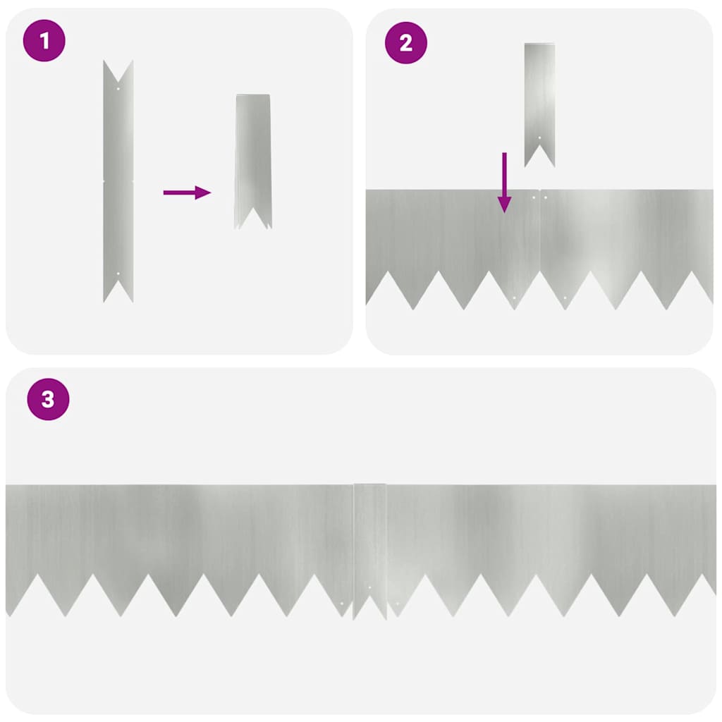 Bordura per Prato 10 pcs Argento 100 x 0.05 x 20 cm