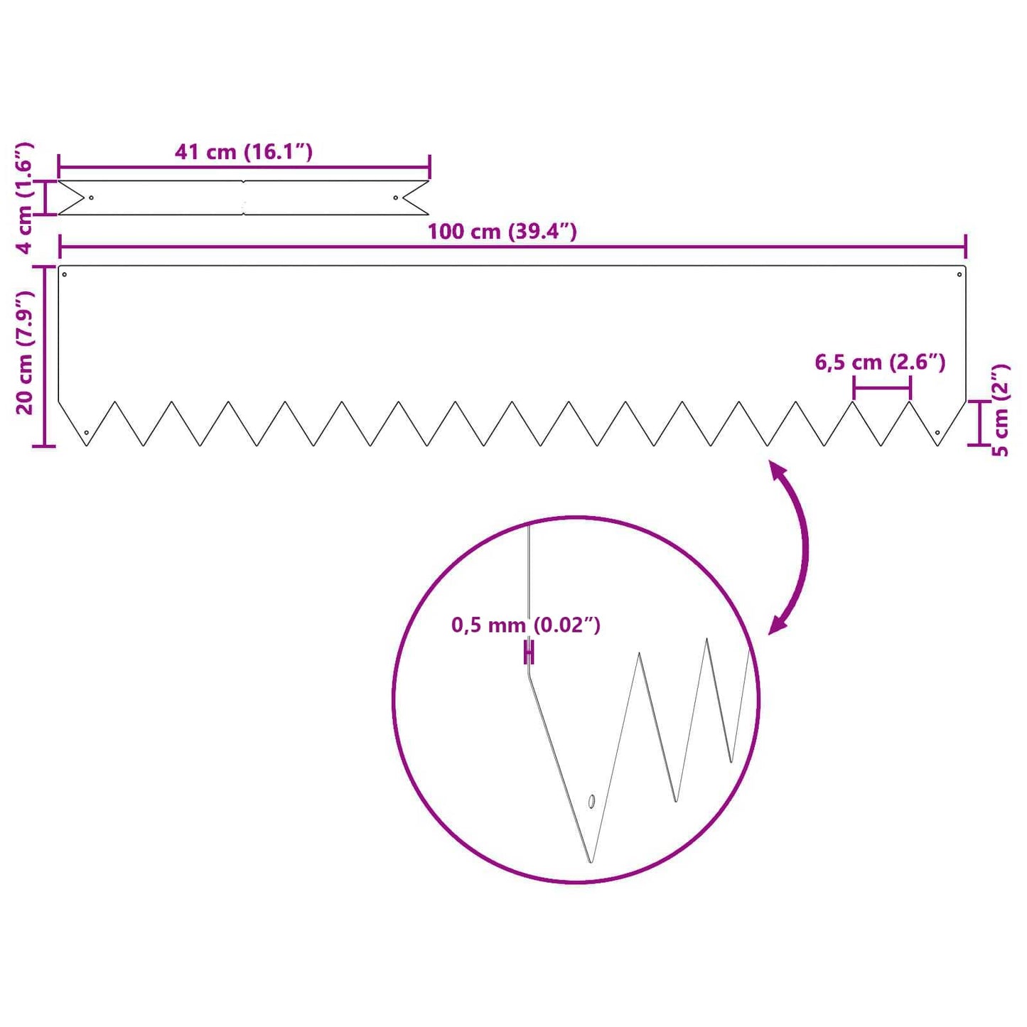 Bordura per Prato 20 pcs Bianco 100 x 0.05 x 20 cm