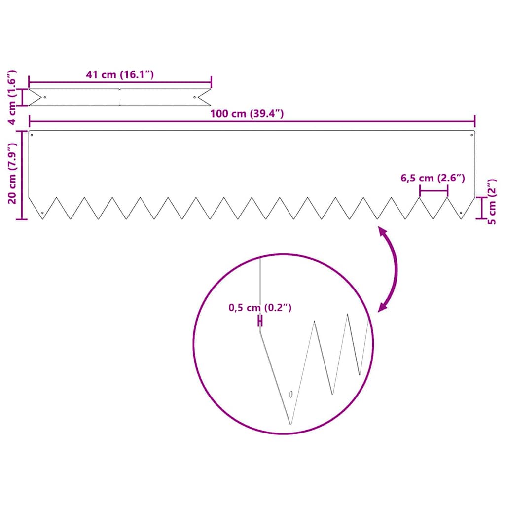 Bordura per Prato 30 pcs Argento 100 x 0.05 x 20 cm