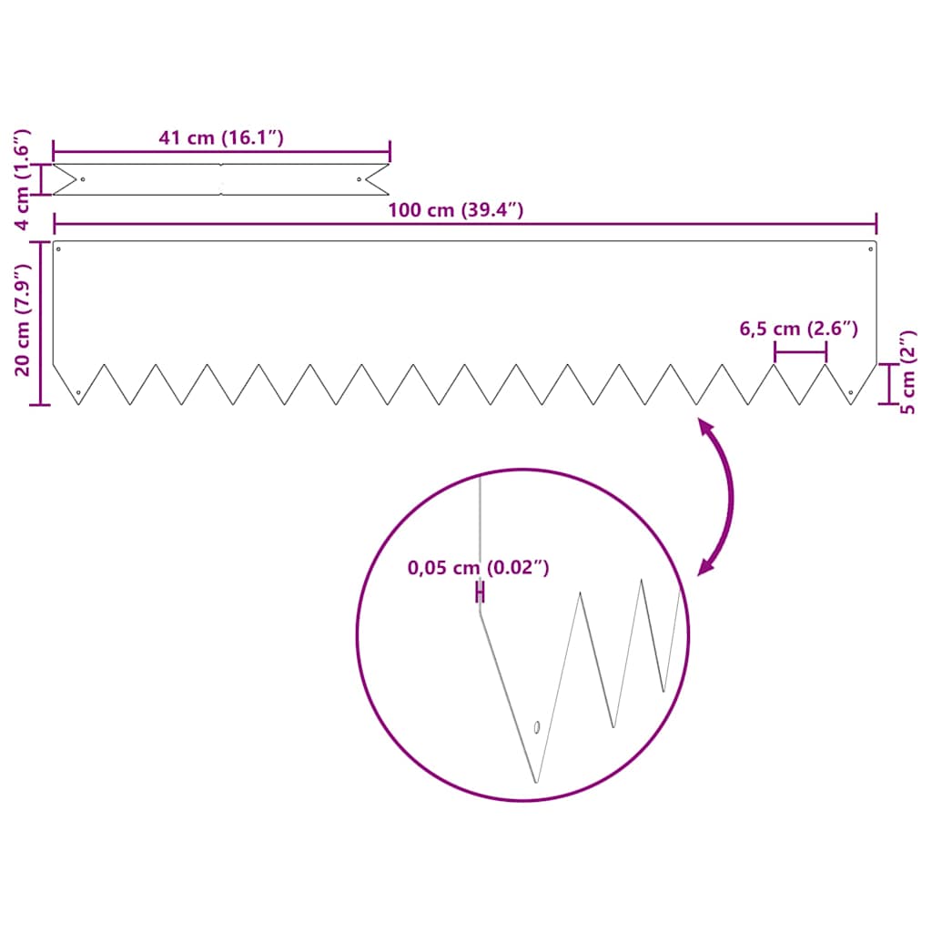 Bordura per Prato 10 pcs Marrone 100 x 0.05 x 20 cm
