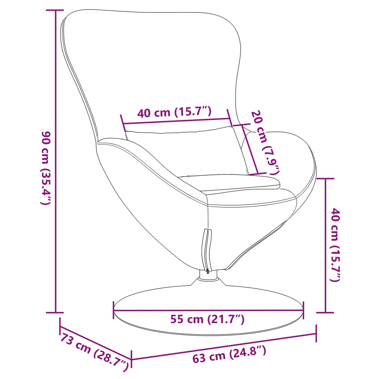 Poltrona uovo Grigio scuro 63 x 73 x 90 cm Tessuto | homemem39