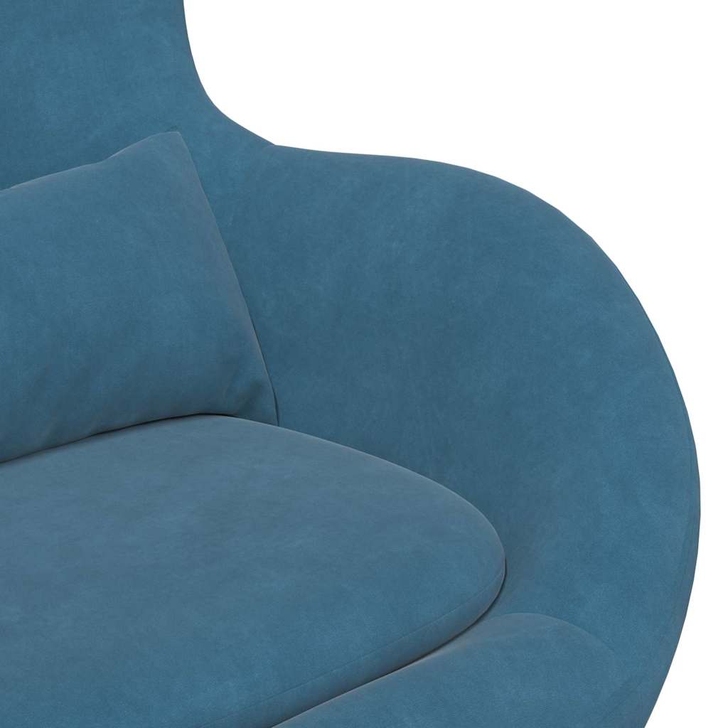Sedia Egg con Pouf Blu 63 x 73 x 90 cm Velluto - homemem39
