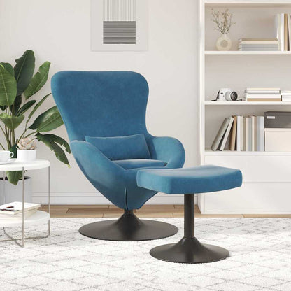 Sedia Egg con Pouf with Footstool Blu Velluto | homemem39