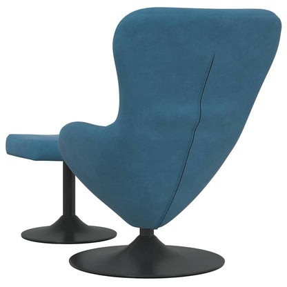 Sedia Egg con Pouf with Footstool Blu Velluto | homemem39