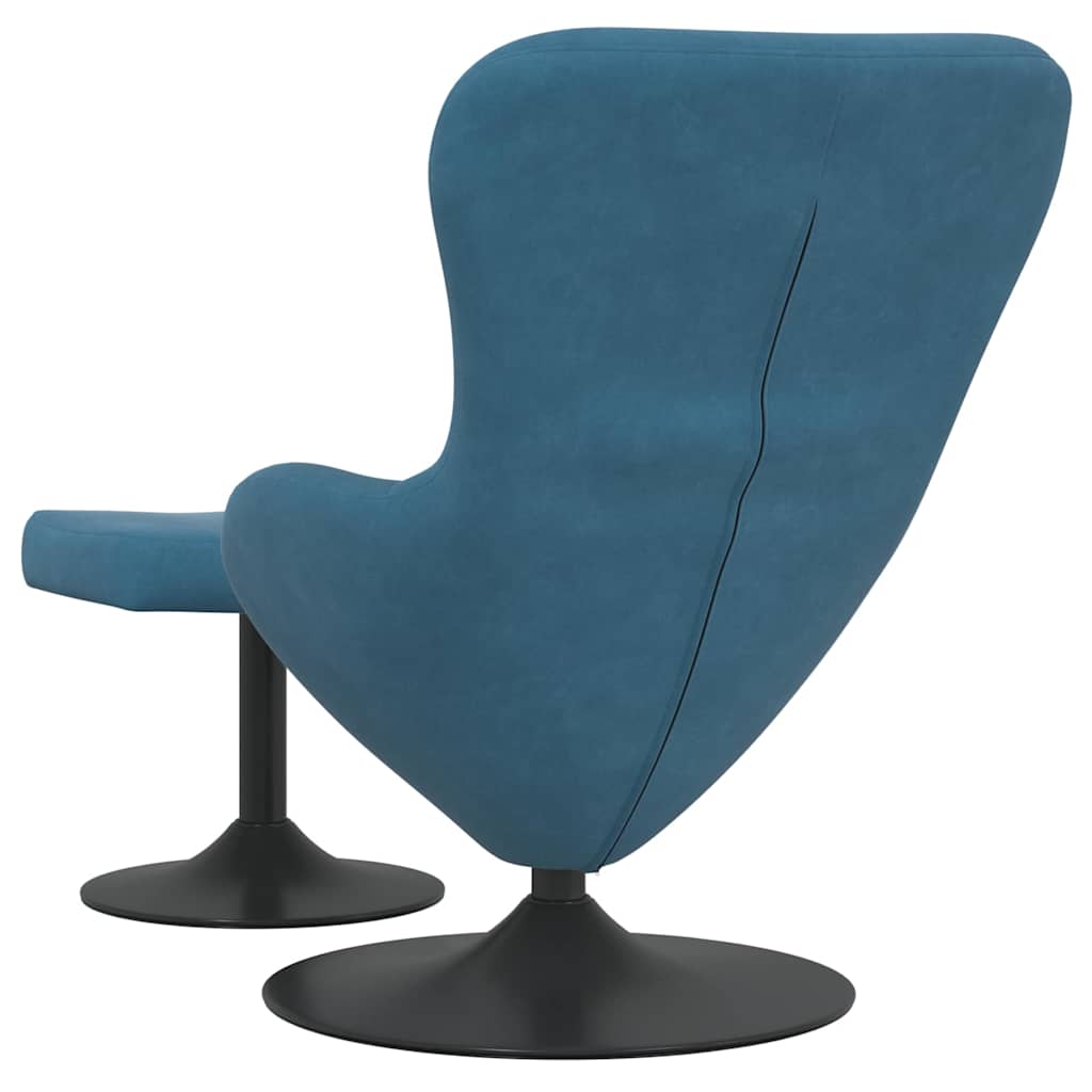 Sedia Egg con Pouf Blu 63 x 73 x 90 cm Velluto - homemem39