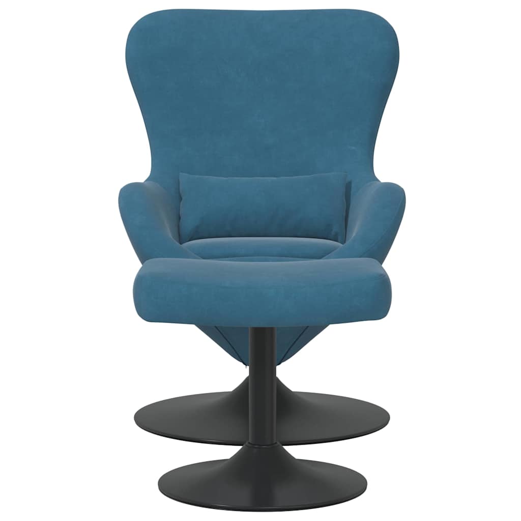 Sedia Egg con Pouf with Footstool Blu Velluto | homemem39