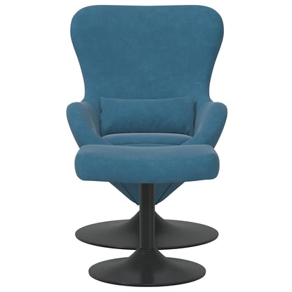Sedia Egg con Pouf with Footstool Blu Velluto | homemem39