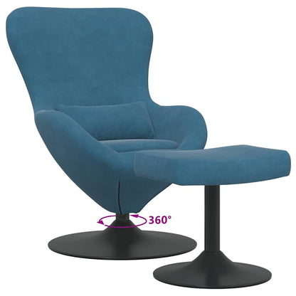 Sedia Egg con Pouf with Footstool Blu Velluto | homemem39