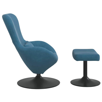 Sedia Egg con Pouf with Footstool Blu Velluto | homemem39