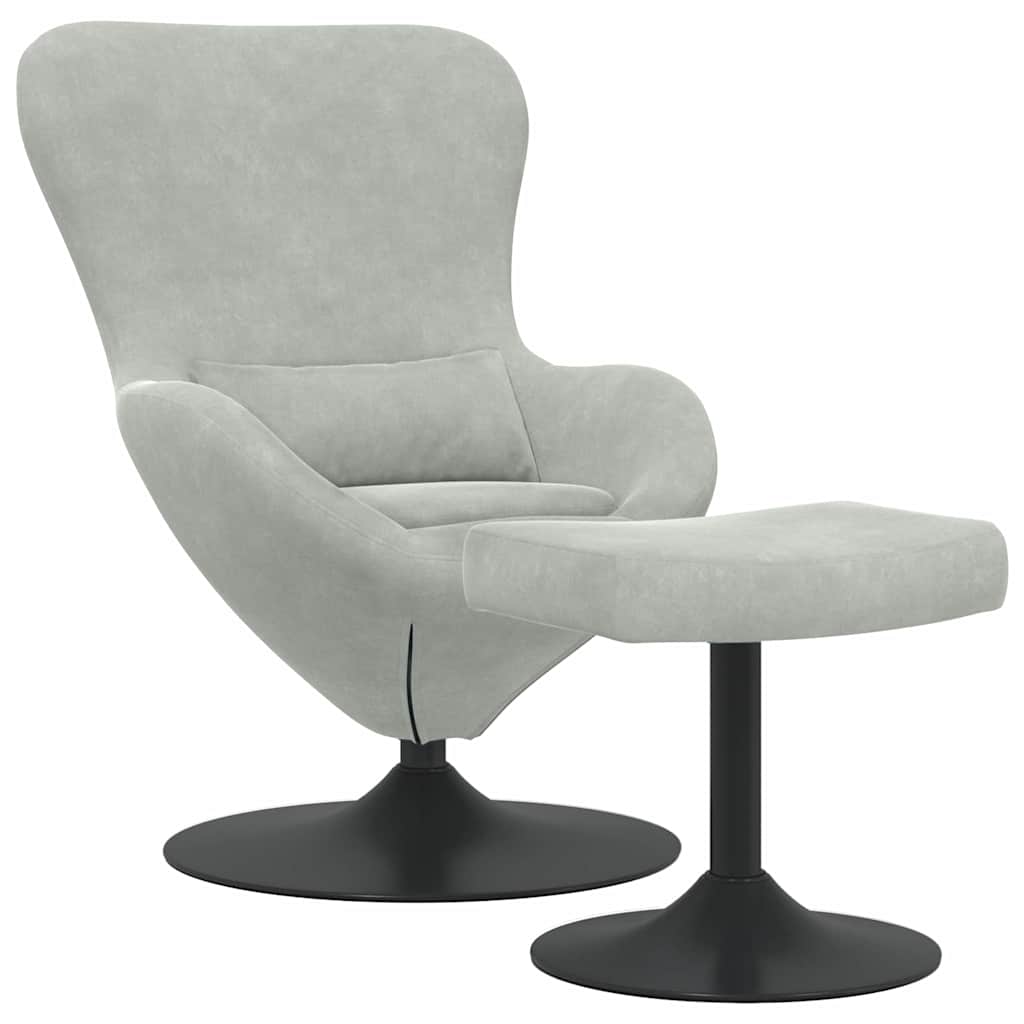 Sedia Egg con Pouf Grigio chiaro Velluto | homemem39