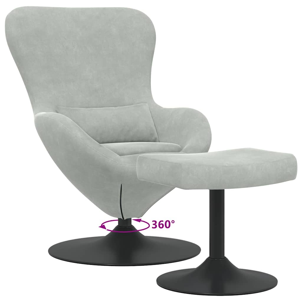 Sedia Egg con Pouf Grigio chiaro Velluto | homemem39