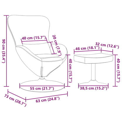 Sedia Egg con Pouf Grigio chiaro 63 x 73 x 90 cm Velluto - homemem39