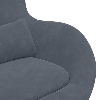 Sedia Egg con Pouf Grigio scuro 63 x 73 x 90 cm Velluto - homemem39