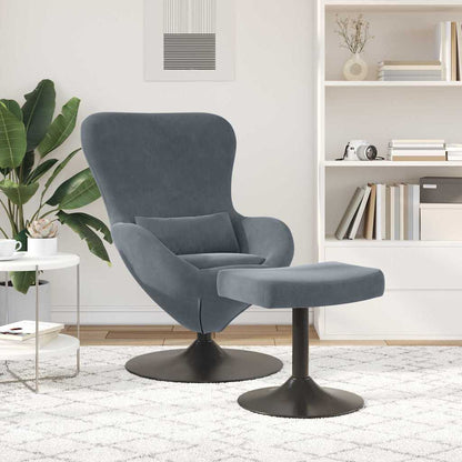Sedia Egg con Pouf Grigio scuro 63 x 73 x 90 cm Velluto - homemem39